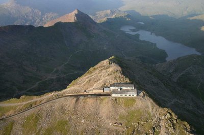 Flying over the summit of Snowdon